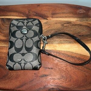 Coach Black and Tan Wristlet